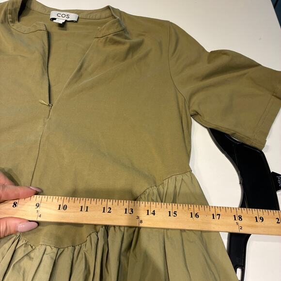 COS Oversized Asymmetric-waist Dress in Olive Sz Small - Picture 8 of 10